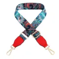 Replacement adjustable wide bag strap with ethnic paisley pattern and gold hardware - Paisley Pattern With Bright Red