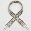 Etnische jacquard vervangende tassenband met gouden metalen hardware, brede schouder. - Gouden Haak / Model 987