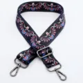 Ethnic style adjustable replacement bag strap with durable metal hardware for crossbody bags. - Pattern No. 4 / Gunmetal Hook
