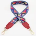 Colorful ethnic style replacement bag strap, adjustable crossbody canvas shoulder strap with metal hardware. - Film Pattern With Wine Red