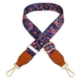 Adjustable wide replacement shoulder strap for women's crossbody handbags, floral pattern. - Morning Glory Pattern With Brown