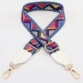 Ethnic style wide bag strap, adjustable colorful geometric pattern crossbody replacement strap. - Film Pattern With White
