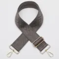 Grijs brede vervangende tasband met geometrisch ruitpatroon en goudkleurige hardware. - Stijl Nr. 897 / Gouden Haak