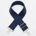 Adjustable wide bag strap replacement with labyrinth pattern and gold hardware for crossbody bags - Dark Blue (No. 894)
