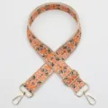 Ethnic jacquard wide bag strap, adjustable orange woven shoulder strap replacement accessory. - No.976