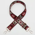 Colorful ethnic style floral jacquard replacement bag strap with golden hardware hooks. - Style 1014