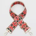 Ethnic jacquard wide bag strap, colorful red and black floral replacement crossbody strap 5cm - Gold Hook / No. 941