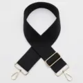 Courroie de sac noire large de remplacement avec quincaillerie dorée, bandoulière réglable. - 870 (Noir)