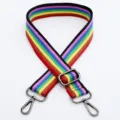 Colorful striped replacement bag strap adjustable shoulder strap crossbody bag accessory - Pattern No. 8 / Gunmetal Hook