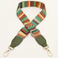 Ethnic style adjustable replacement bag strap colorful woven crossbody shoulder strap design - Zigzag Pattern With Army Green
