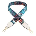 Adjustable wide replacement bag strap with bohemian paisley pattern and gold hardware. - Paisley Pattern With White