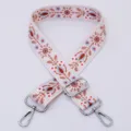 Adjustable wide bag strap replacement ethnic style colorful embroidered shoulder crossbody belt - Style 47 Silver Hardware