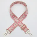 Correa de bolso ancha de jacquard étnico colorido, diseño floral rosa elegante con herrajes dorados. - Modelo 993