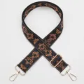 Adjustable wide replacement bag strap with ethnic jacquard pattern and gold metal hardware. - No.979