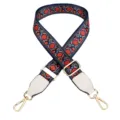 Woven bag strap replacement, boho ethnic style blue red pattern with gold hardware adjustable. - Dandelion Pattern With White