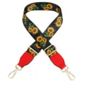 Adjustable replacement wide bag strap with beautiful sunflower print and metal gold hardware. - Sunflower with Red