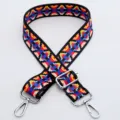 Colorful ethnic style replacement bag strap adjustable shoulder strap for crossbody bags - Pattern No. 2 / Silver Hook