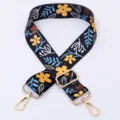Wide adjustable replacement bag strap with ethnic floral print and gold metal hardware. - Style 48 Gold Hardware