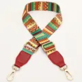 Boho style replacement bag strap, adjustable ethnic shoulder strap for crossbody bags. - Zigzag Pattern With Wine Red
