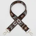 Woven replacement bag strap ethnic style floral guitar purse strap with gold hardware hooks - Style 1018