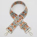 Thick colorful ethnic jacquard wide replacement bag strap with gold hardware and hooks. - Gold Hook / No. 944