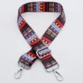 Colorful ethnic style adjustable bag strap replacement crossbody shoulder strap with metal hooks. - Pattern No. 3 / Silver Hook