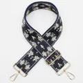 Thick woven bag strap replacement, ethnic floral jacquard design with gold metal hardware. - No. 945