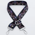 Ethnic style adjustable bag strap replacement crossbody shoulder strap with floral print for women - Pattern No. 4 / Silver Hook