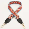 Ethnic style colorful replacement bag strap adjustable shoulder strap for crossbody bags - Blue Edged Zigzag With Black