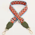 Ethnic style adjustable colorful shoulder strap for women crossbody bag replacement accessory - Blue Edged Zigzag With Army Green