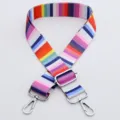 Colorful striped replacement bag strap with metal buckles for shoulder and crossbody bags - Pattern No. 6 / Silver Hook