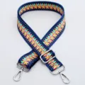 Adjustable ethnic style colorful geometric pattern bag strap replacement for shoulder crossbody bags - Pattern No. 7 / Silver Hook