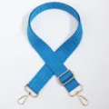 Blue wide replacement bag strap with adjustable metal hardware and classic woven pattern. - No. 762 (762) / Gold Hook