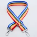 Colorful striped adjustable bag strap, replacement shoulder strap for crossbody bags. - Pattern No. 9 / Silver Hook