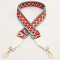 Ethnic Style Replacement Bag Strap Adjustable Colorful Woven Crossbody Strap for Women - Blue Edged Zigzag With White