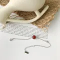 Minimalistisches S925 Sterling Silber roter Achat Zirkon Kette Armband elegante Handgelenk Schmuck - 925er Silber / Roter Achat Armband