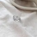 Ασημένιο δαχτυλίδι με φύλλο ζιργκόν, εξαιρετικό σχέδιο διπλής στρώσης, κομψό κόσμημα. - Ανοιχτό Ρυθμιζόμενο / Στυλ Πολλαπλών Στρας Marquise (K387) / Λευκόχρυσο