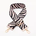 Pink zebra print wide bag strap, adjustable crossbody replacement strap with gold hardware. - Style Number 229 / Silver Hook