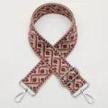Woven replacement bag strap, ethnic geometric pattern wide shoulder strap with metal hardware. - Style 679 Silver Hook