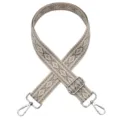 Adjustable ethnic diamond woven bag strap, stylish crossbody replacement strap for purses. - No. 666 / Silver Hook