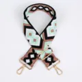 Ethnic style woven replacement bag strap, adjustable length with gold hardware, wide strap design. - Style 263 / Silver Hook