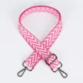 Adjustable pink white patterned wide bag strap replacement woven shoulder crossbody strap for women - Style 111 Pink and White Wave / Gunmetal Hook