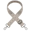 Replacement woven bag strap with ethnic diamond pattern, adjustable length and metal clasps. - No. 666 / Gunmetal Hook