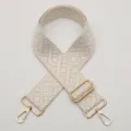 Beige wide woven replacement bag strap, adjustable crossbody strap with gold tone hardware. - Style 680 Gold Hook