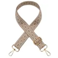 Adjustable ethnic diamond woven replacement shoulder bag strap with gold metal hooks and hardware. - No. 667 / Gold Hook