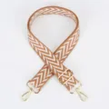 Adjustable replacement shoulder strap for handbags, wide woven cross body brown white pattern. - Style 113 Brown and White Chevron / Gold Hook