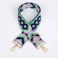 Colorful ethnic style wide bag strap, adjustable crossbody replacement strap in navy, purple. - Style 259 / Silver Hook