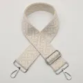 Adjustable wide woven bag strap replacement for women crossbody shoulder bags beige color - Style 680 Silver Hook