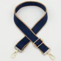Correa de bolso ajustable azul y caqui con herrajes metálicos dorados para bolsos cruzados. - Estilo 302 Gancho Dorado
