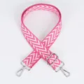 Pink white chevron replacement bag strap adjustable canvas crossbody strap for women - Style 111 Pink and White Wave / Silver Hook